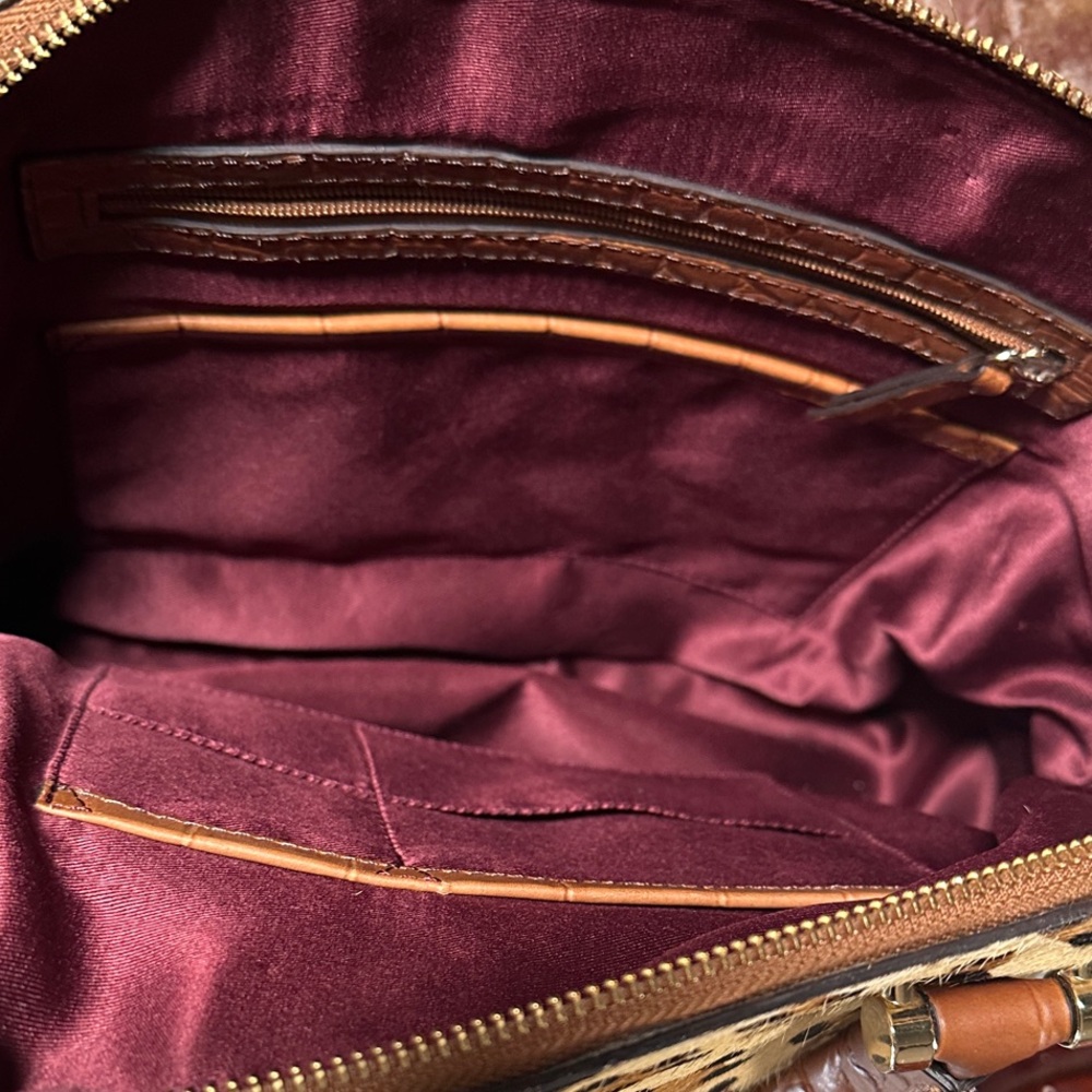 Source Unknown Leopard Print Satchel with Tan Acc… - image 4